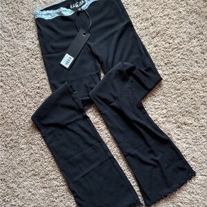 NWT I.AM.GIA Sheer Black Pull-on Pants with Light Blue Lace Trim XS